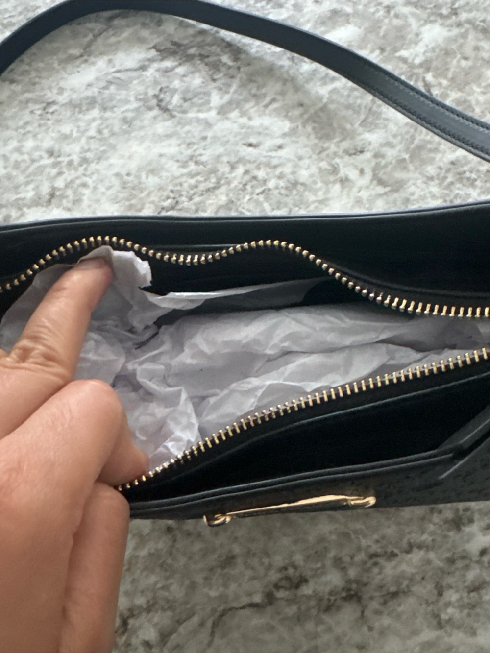 Classic Black Leather Women’s Shoulder Bag with Gold Hardware